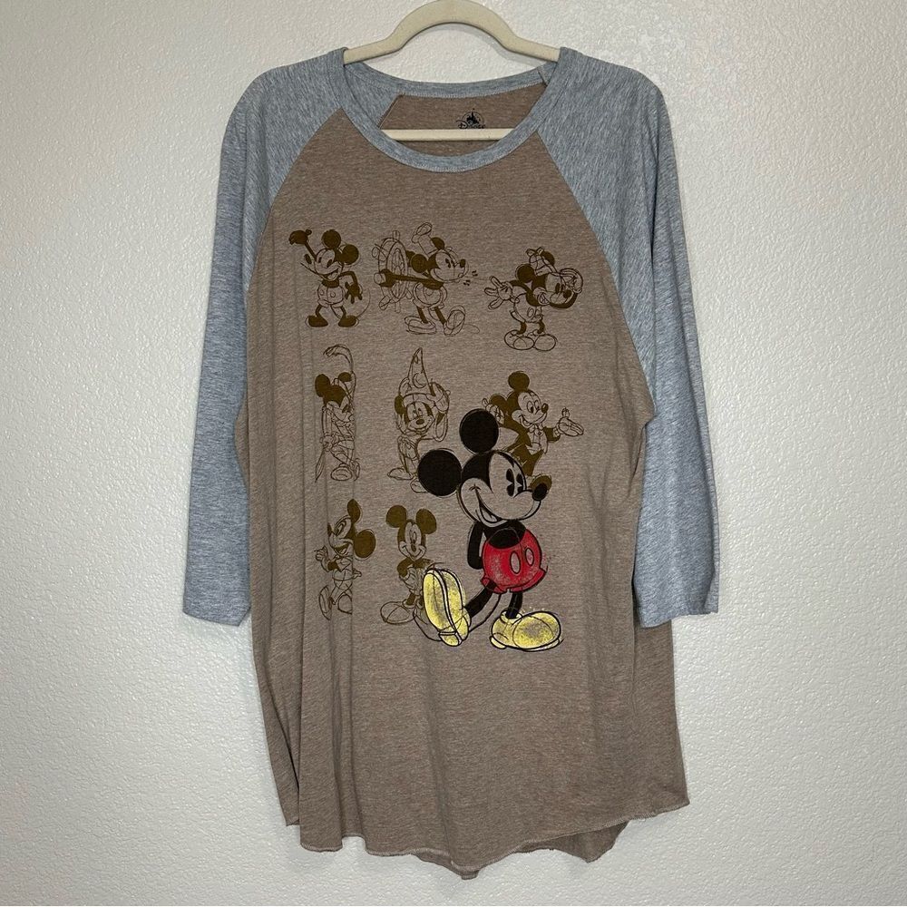 Disney Mickey Mouse Women's 3/4 Sleeves Crewneck Tee, Size 2XL